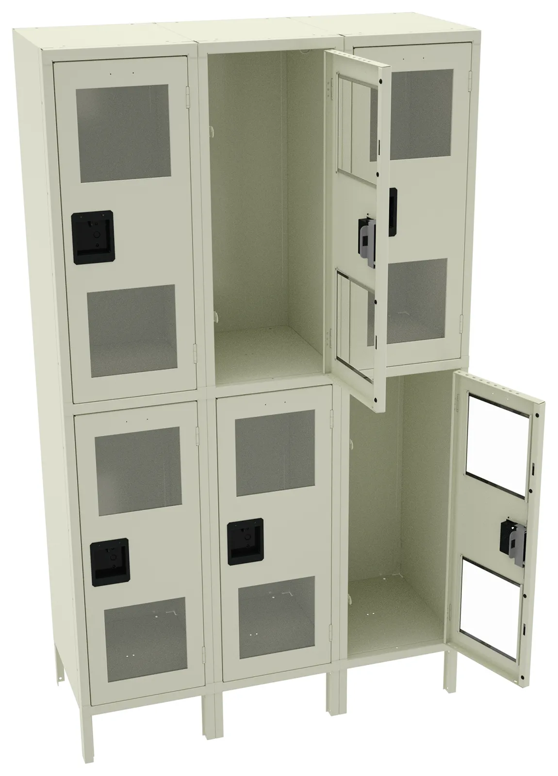 Three Dual-Tier Clear Lockers with Legs