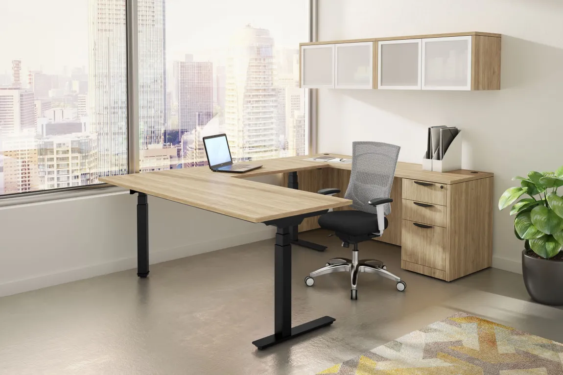 U Shaped Sit Stand Desk