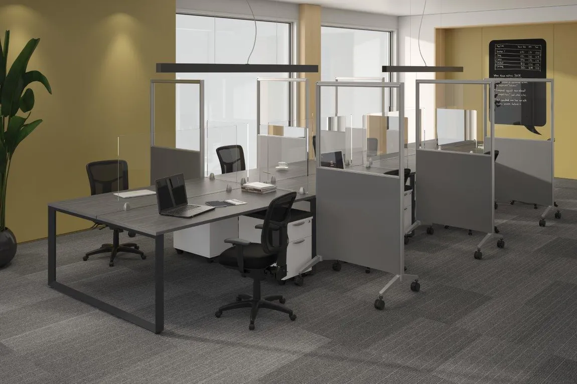 8 Person Workstation with Privacy Panels