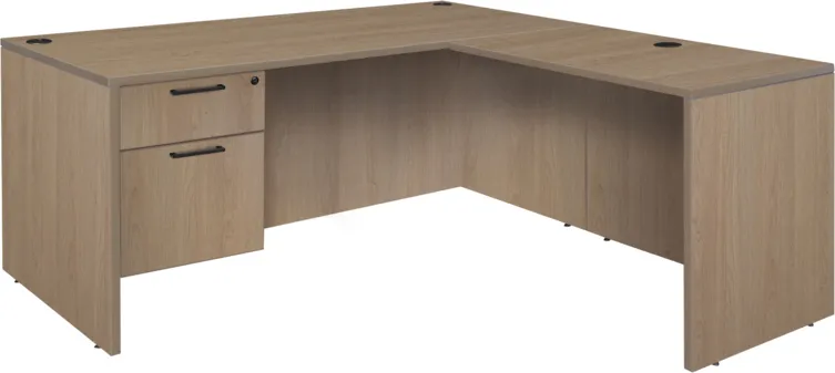 L Shaped Desk with Suspended Pedestal