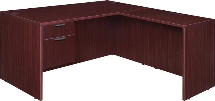 L Shaped Desk with Suspended Pedestal