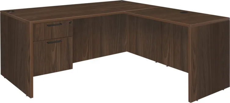 L Shaped Desk with Suspended Pedestal