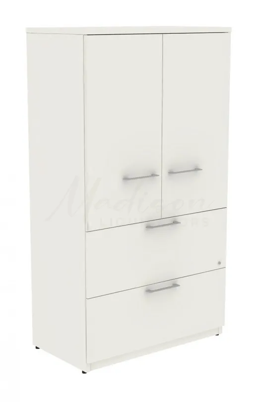 small storage cabinet with lateral file drawers 14