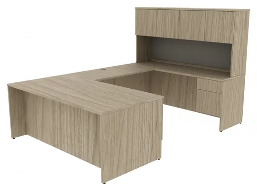 small u shaped desk with hutch and drawers 13