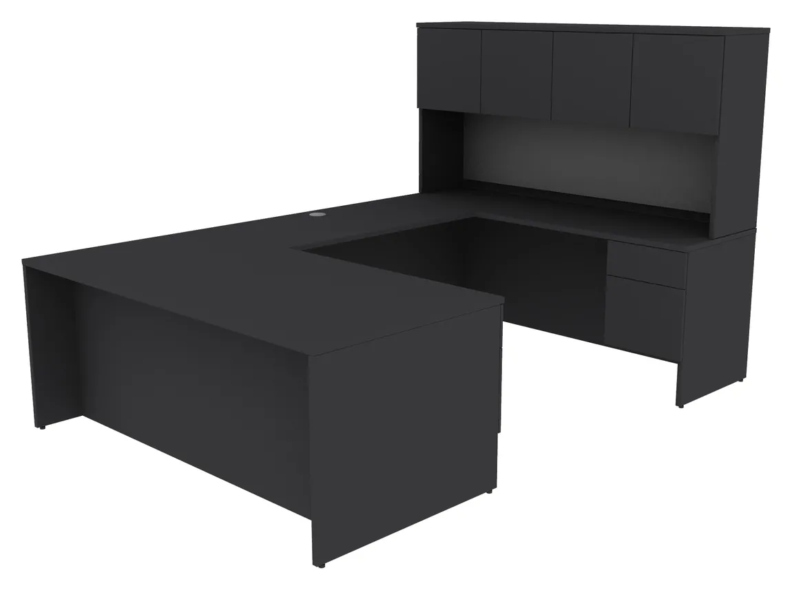 small u shaped desk with hutch and drawers 20