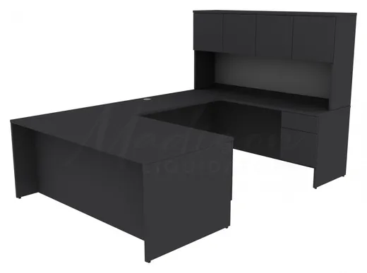 small u shaped desk with hutch and drawers 15