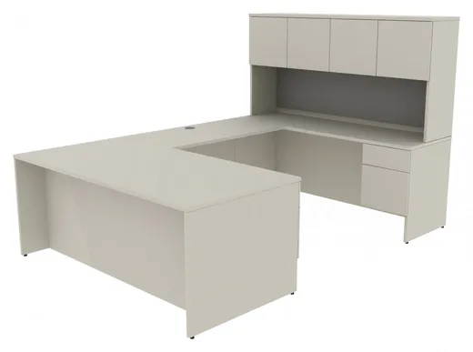 small u shaped desk with hutch and drawers 12