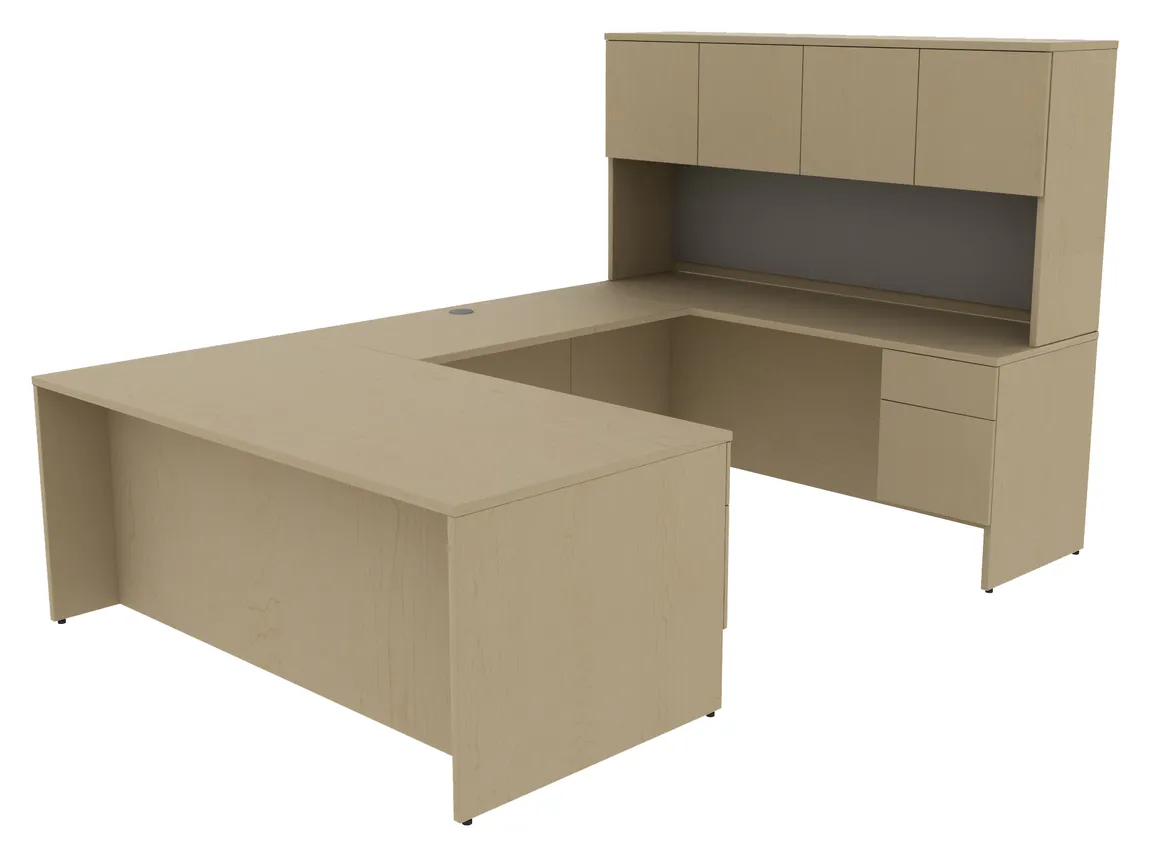 small u shaped desk with hutch and drawers 20