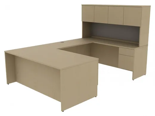 small u shaped desk with hutch and drawers 14