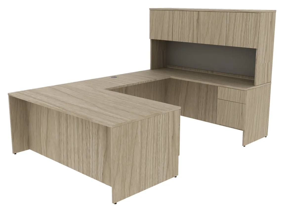 small u shaped desk with hutch and drawers 20