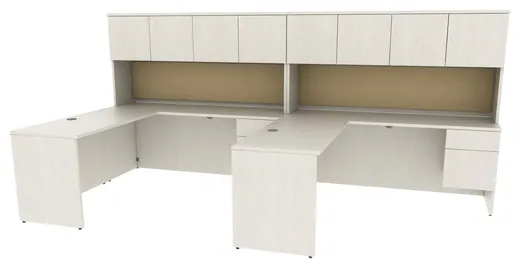 small 2 person desk with hutch and drawers 12