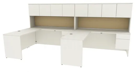 small 2 person desk with hutch and drawers 12