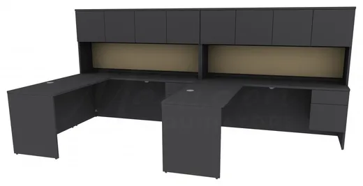 small 2 person desk with hutch and drawers 17