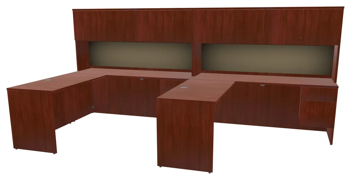 small 2 person desk with hutch and drawers 20