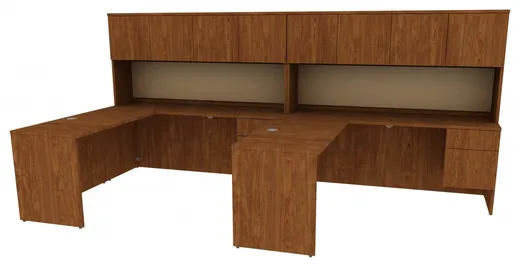 small 2 person desk with hutch and drawers 16