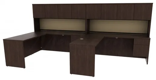 small 2 person desk with hutch and drawers 16