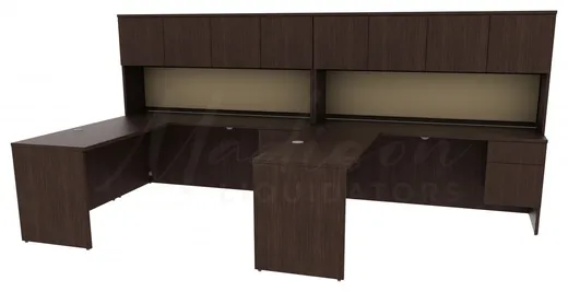 small 2 person desk with hutch and drawers 15