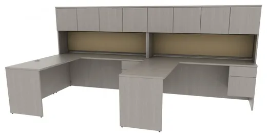 small 2 person desk with hutch and drawers 19