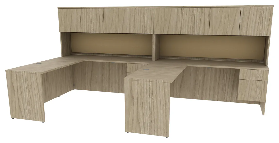 small 2 person desk with hutch and drawers 20