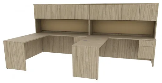 small 2 person desk with hutch and drawers 17