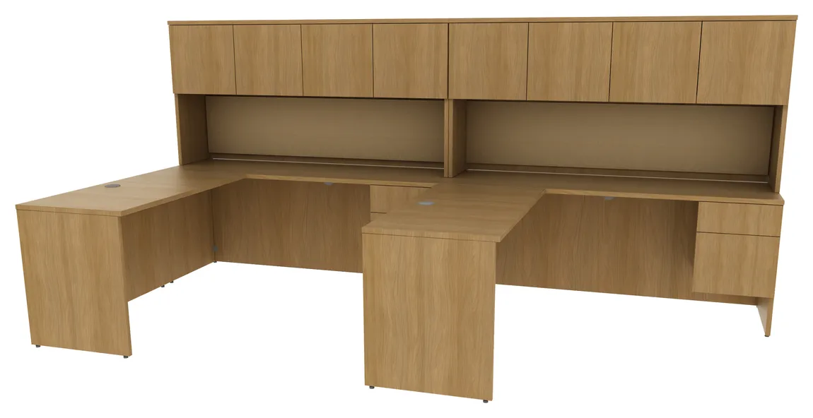 small 2 person desk with hutch and drawers 20