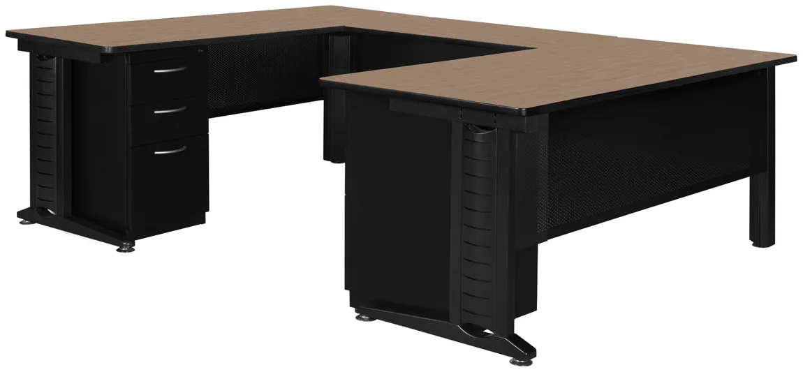 U Shaped Desk with Drawers