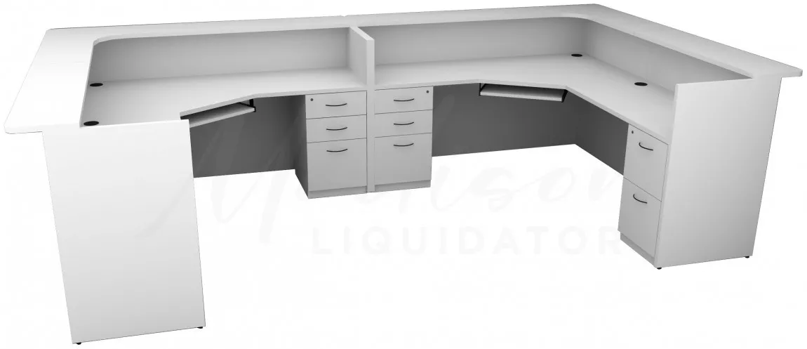 small 2 person reception desk with drawers 12