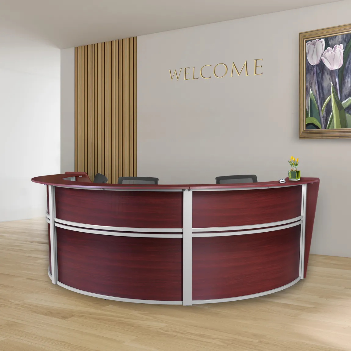 3 Person Curved Reception Desk