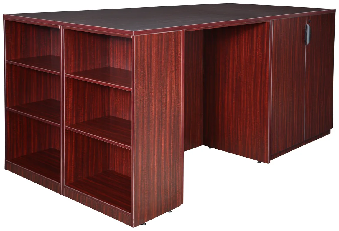 3 Person Standing Desk with Storage Cabinet