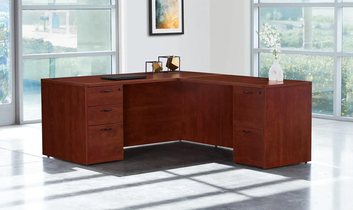 L Shaped Desk with Drawers
