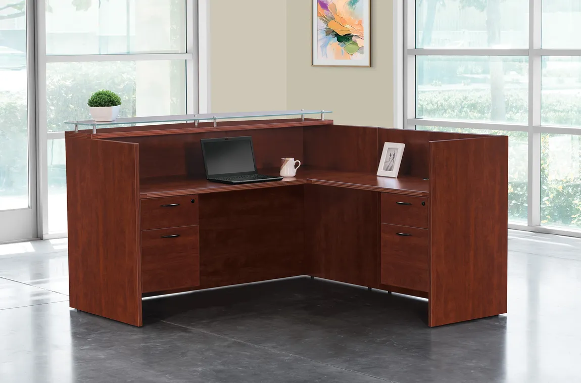 L Shaped Reception Desk with Glass Counter