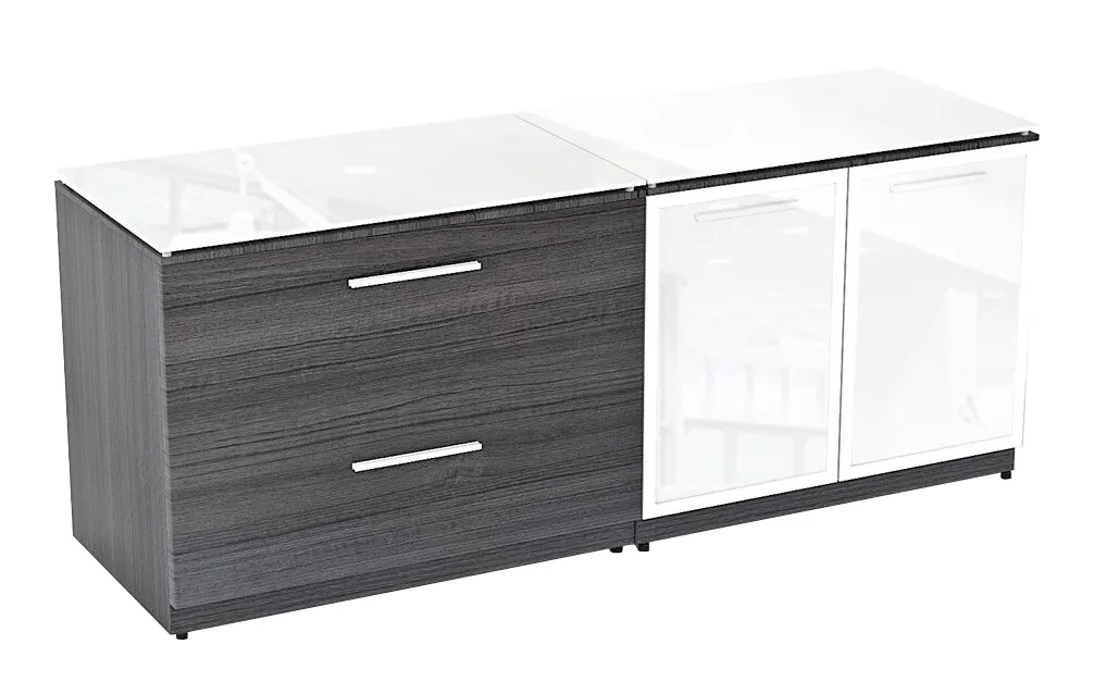 Combo Storage Credenza with Glass Top