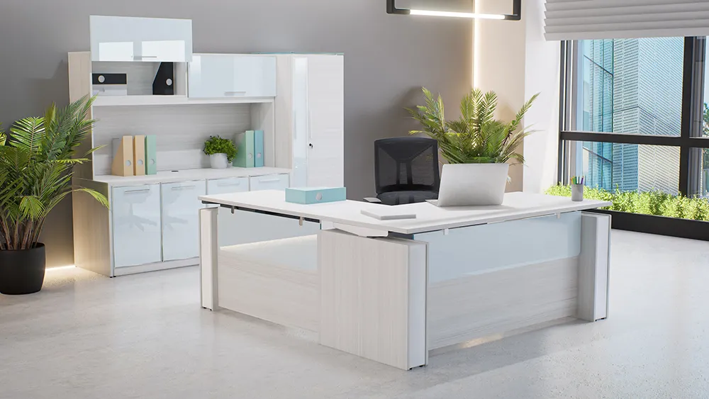 Height Adjustable L-Shaped Desk With Storage at Madison Liquidators