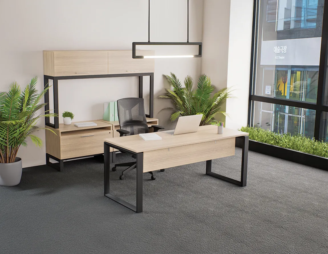 Rectangular Office Desk with Storage