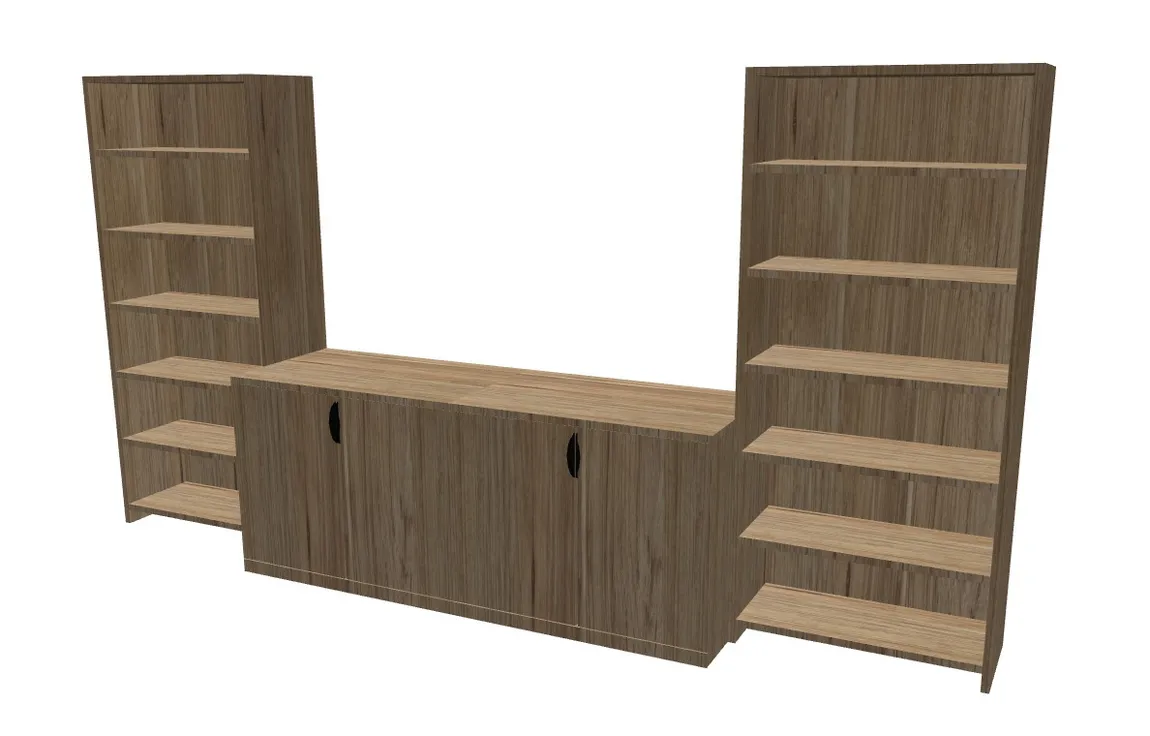 Storage Credenza with Bookcases