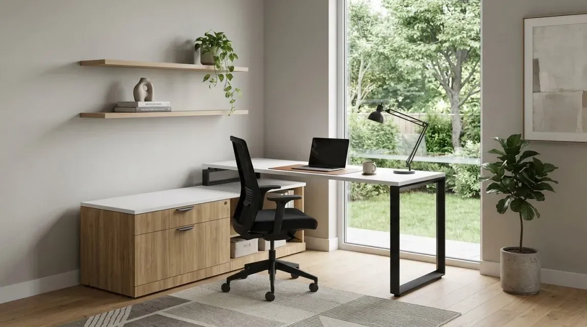 Modern L Shaped Desk with Storage