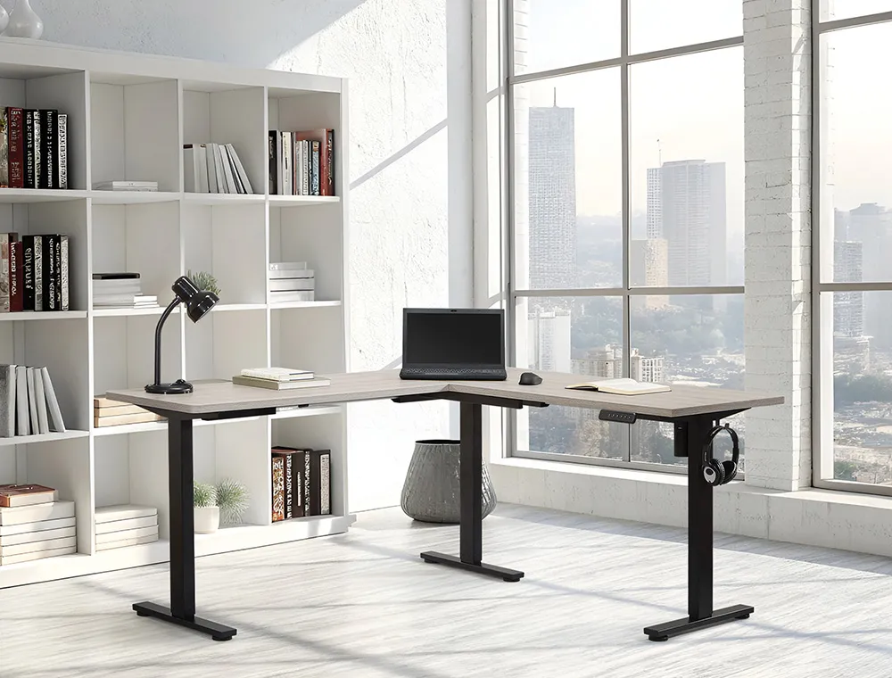 L Shaped Height Adjustable Desk