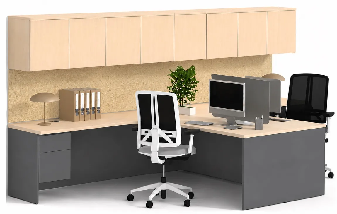 Two Person Desk with Storage