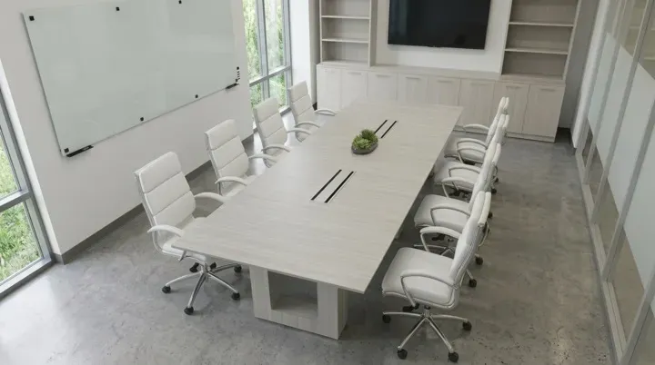Conference Table with Chairs and Storage Set