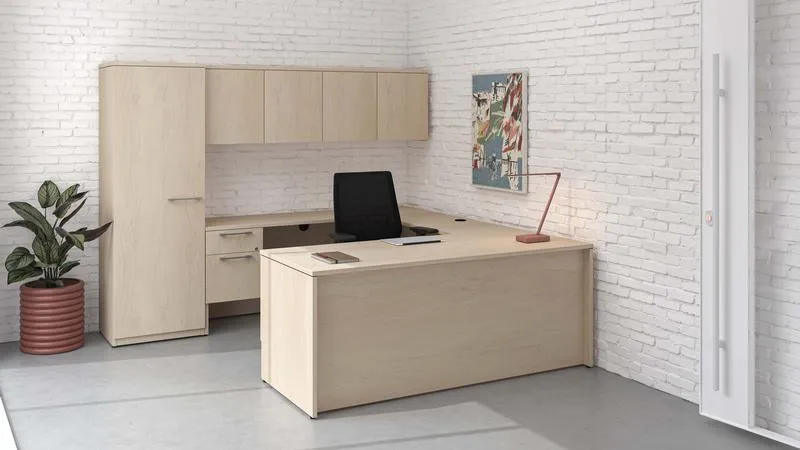 U Shaped Desk with Storage