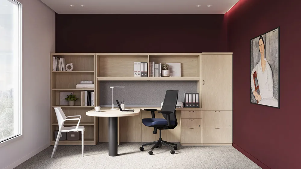 L Shaped Peninsula Desk with Storage