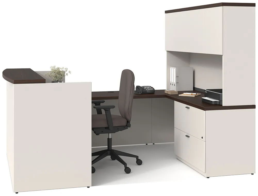U Shaped Reception Desk with Hutch