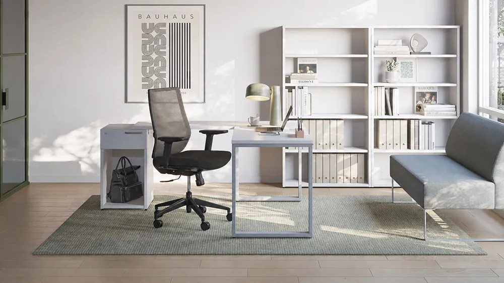 L Shaped Desk with Bookcase Set