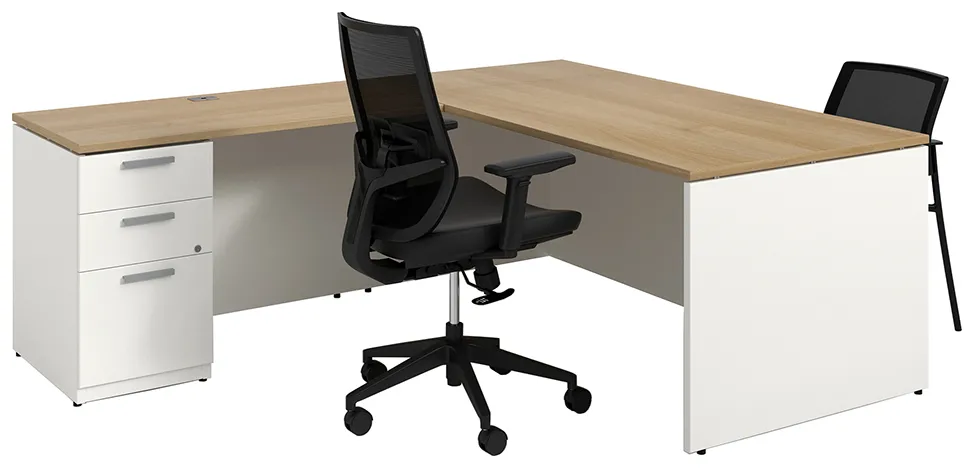 L Shape Desk with Drawers