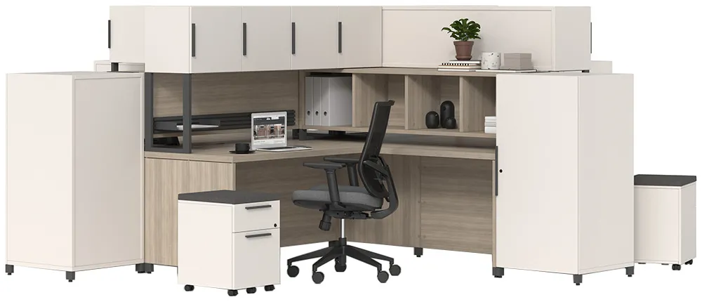 4 Person Office Workstation with Storage