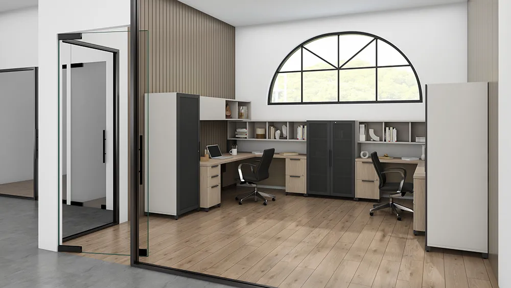 2 Person Workstation with Storage