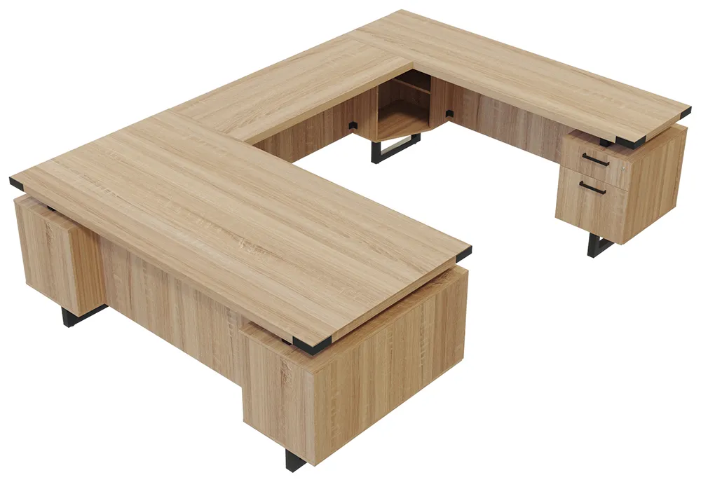 U Shaped Desk with Drawers