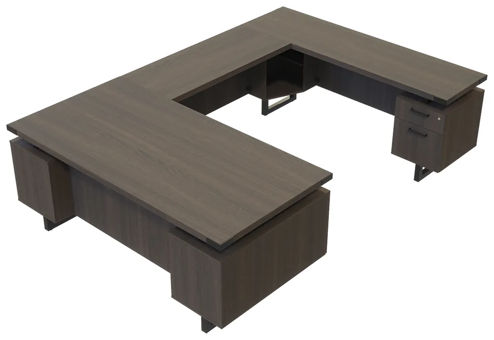 U Shaped Desk with Drawers