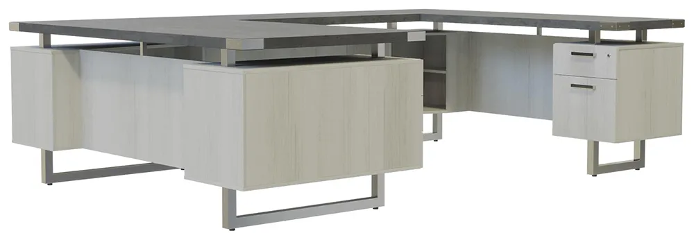U Shaped Desk with Drawers