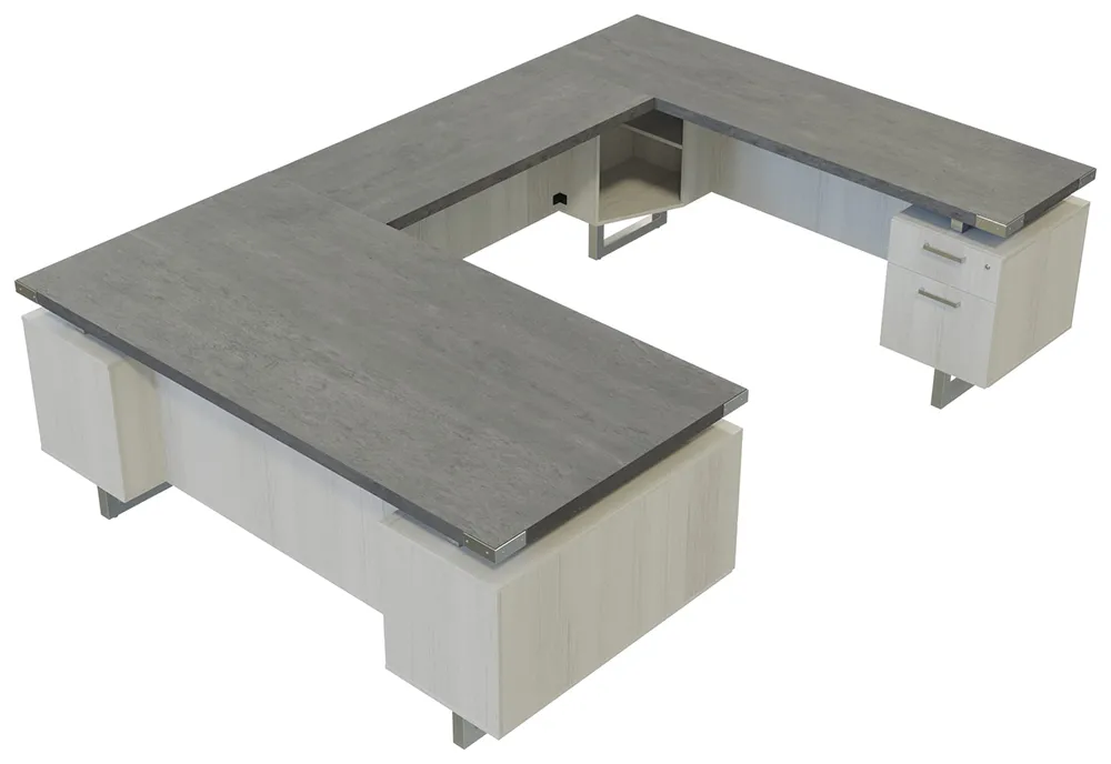 U Shaped Desk with Drawers